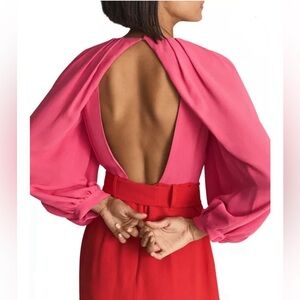 REISS • Valentina Color Clash Dress • Red/Pink